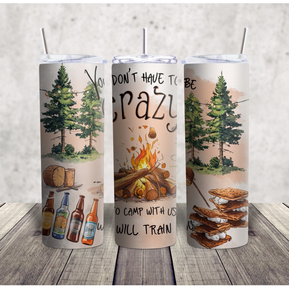 Camping Themed Tumbler with Straw